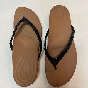 Aetrex Rachel‎ Black Sandals with Braided Straps